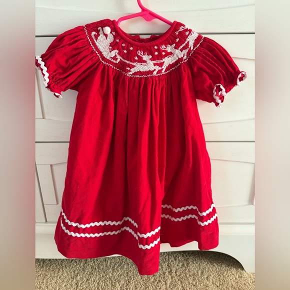 Cukees Smocked red Christmas dress 18 mo - Picture 1 of 3